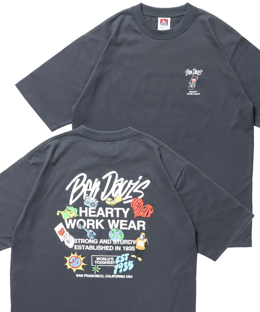 【BEN DAVIS（ベンデイビス）】GRATEFUL TEE / Tシャツ 半袖 クルーネック オーバーサイズ チャコール