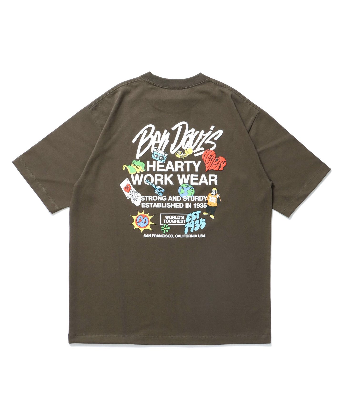 【BEN DAVIS（ベンデイビス）】GRATEFUL TEE / Tシャツ 半袖 クルーネック オーバーサイズ ダークブラウン