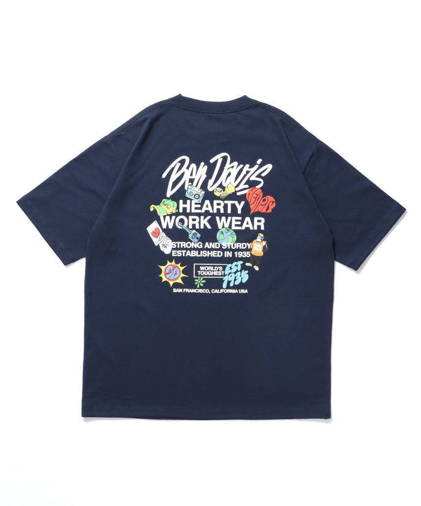 【BEN DAVIS（ベンデイビス）】GRATEFUL TEE / Tシャツ 半袖 クルーネック オーバーサイズ ネイビー