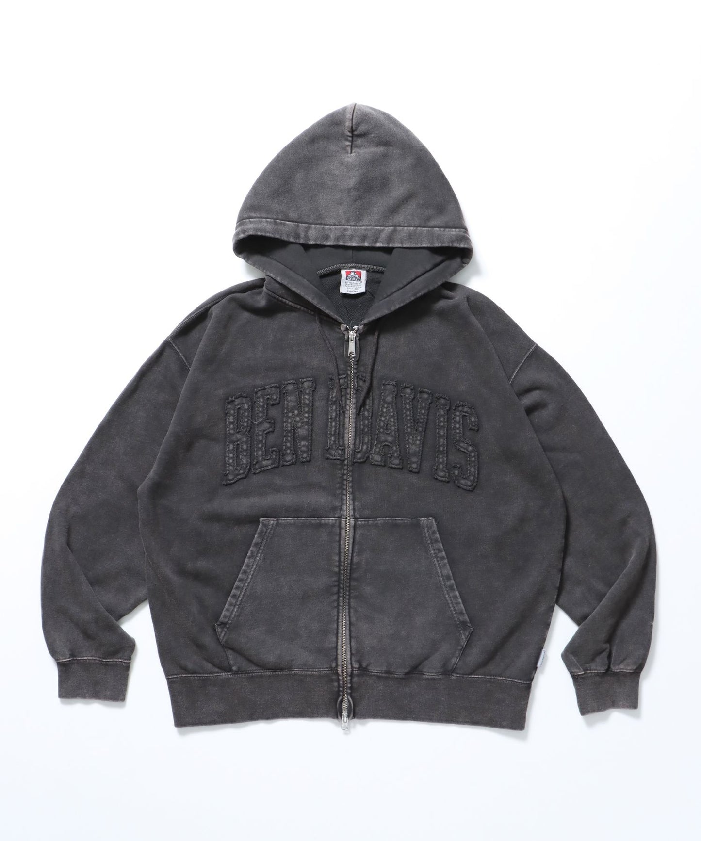 【BEN DAVIS（ベンデイビス）】DEPARTMENT FADED ZIP HOODIE / ジップパーカー ワイドシルエット フーディ 裏毛 フェード ≪SET UP着用可能≫ ベージュ