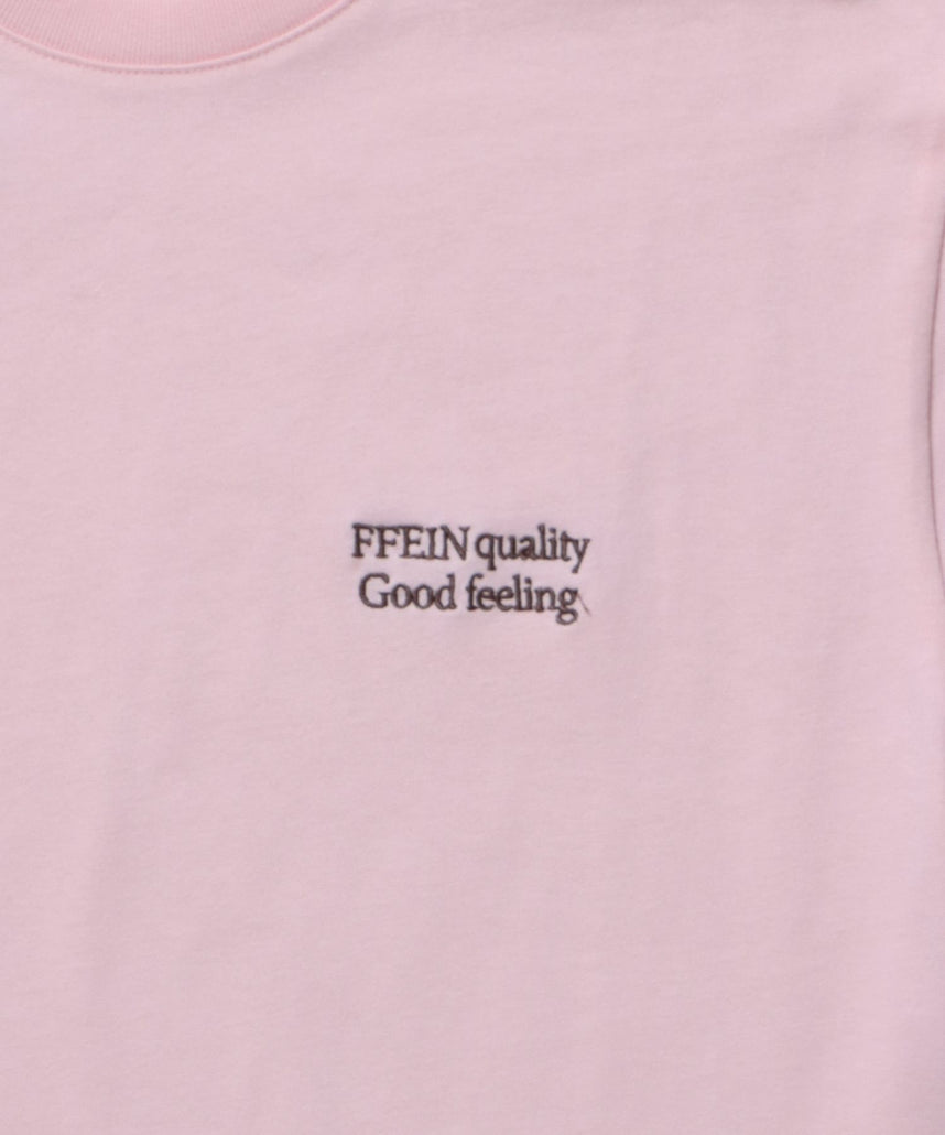ワンポイント刺繍ショート丈Tシャツ / Tシャツ 短丈 クルーネック 半袖 刺繍 ワンポイント ピンク