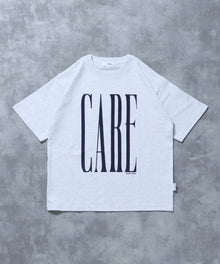 英字デザインショート丈Tシャツ / Tシャツ 短丈 クルーネック 半袖 ショート丈 アッシュグレー