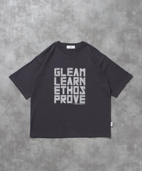 シルエットロゴショート丈Tシャツ / Tシャツ 短丈 クルーネック 半袖 ショート丈 チャコール