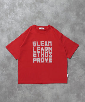 シルエットロゴショート丈Tシャツ / Tシャツ 短丈 クルーネック 半袖 ショート丈 レッド