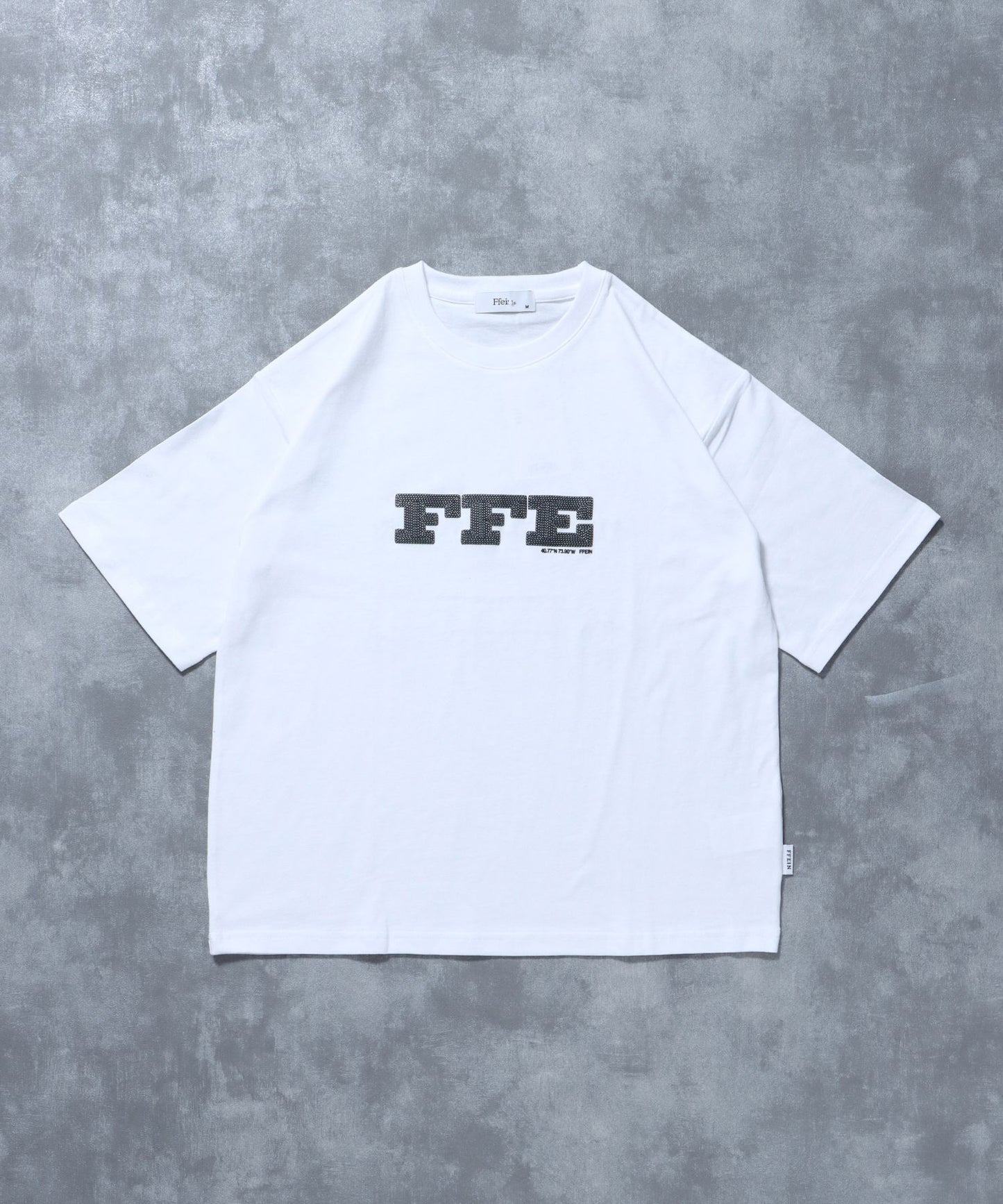 【FFEIN(フェイン)】発砲プリントショート丈Tシャツ / Tシャツ 短丈 クルーネック 半袖 ショート丈 ホワイト