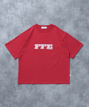 発砲プリントショート丈Tシャツ / Tシャツ 短丈 クルーネック 半袖 ショート丈 ワイン