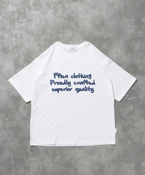 手書きロゴショート丈Tシャツ / Tシャツ 短丈 クルーネック 半袖 ショート丈 ホワイト