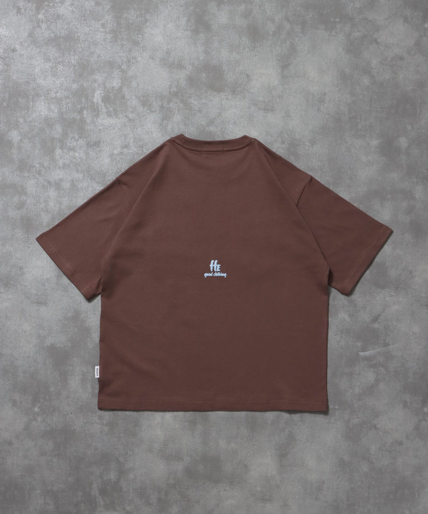 手書きロゴショート丈Tシャツ / Tシャツ クルーネック 半袖 プリント 手書きロゴ【短丈】 モカ