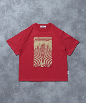 アートグラフィックショート丈Tシャツ / Tシャツ 短丈 クルーネック 半袖 ショート丈 ワイン