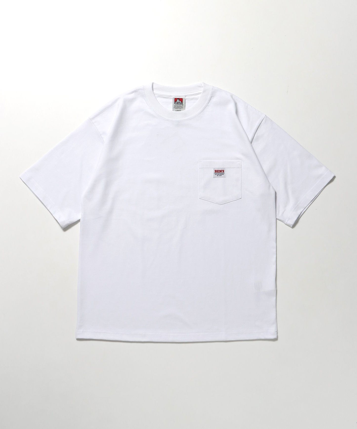 【BEN DAVIS（ベンデイビス）】BIG POCKET TEE ZF / ポケット 半袖 ワンポイント ワイドシルエット ヘビーウエイト クルーネック ホワイト