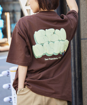 BUBBLE LOGO TEE NV / Tシャツ クルーネック 半袖 プリント ブラウン