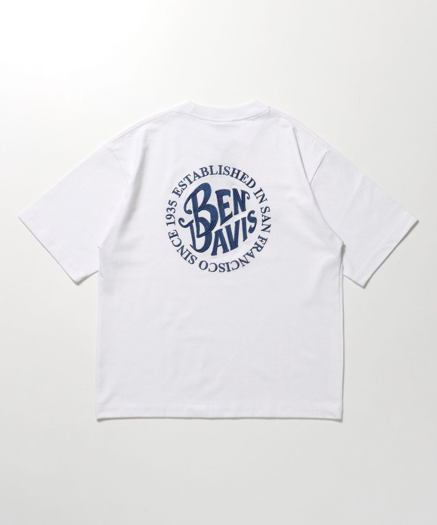 【BEN DAVIS（ベンデイビス）】CIRCLE EMB CROPPED TEE NV / Tシャツ 短丈 クルーネック 半袖 ホワイト
