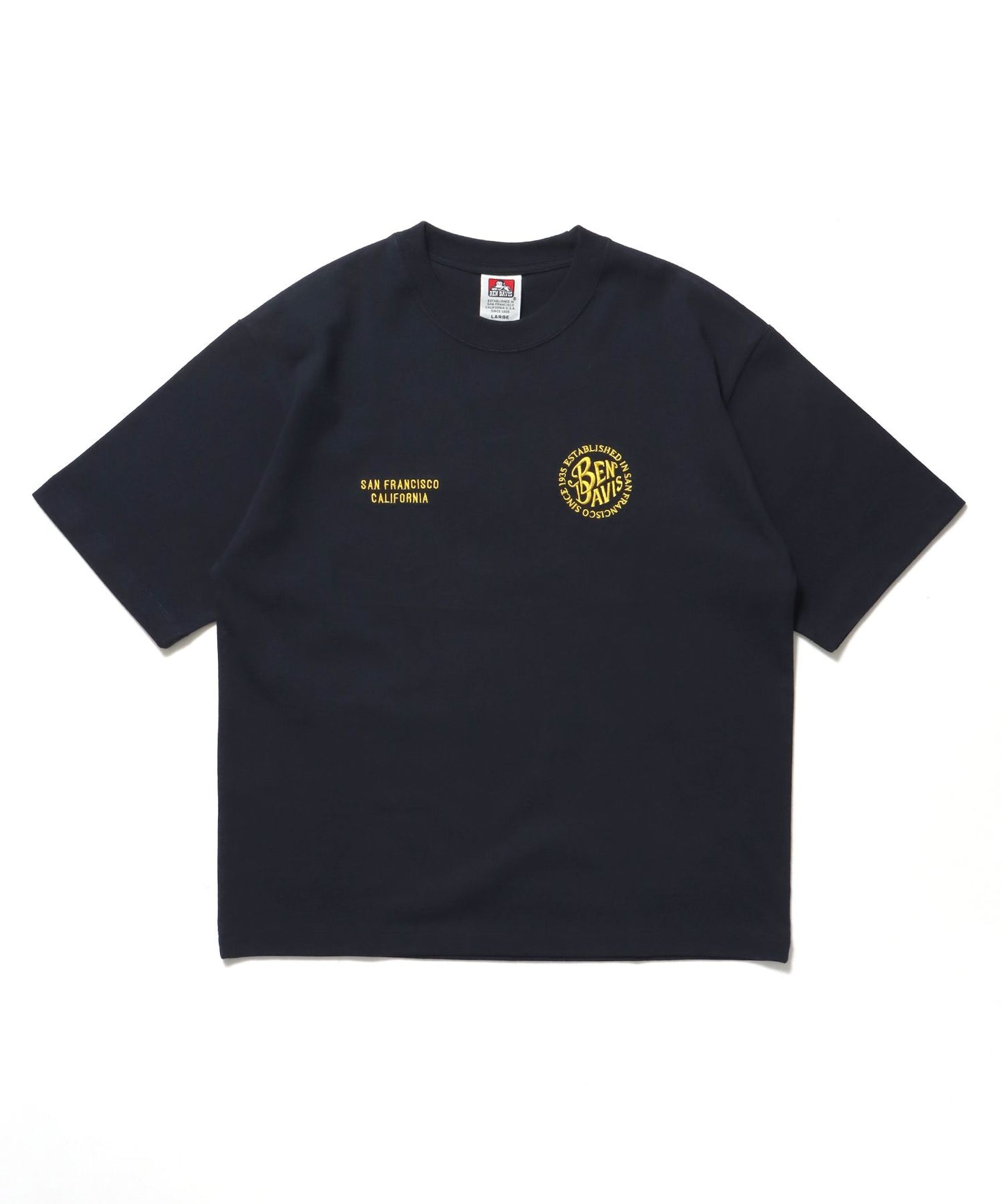 【BEN DAVIS（ベンデイビス）】CIRCLE EMB CROPPED TEE NV / Tシャツ 短丈 クルーネック 半袖 ネイビー