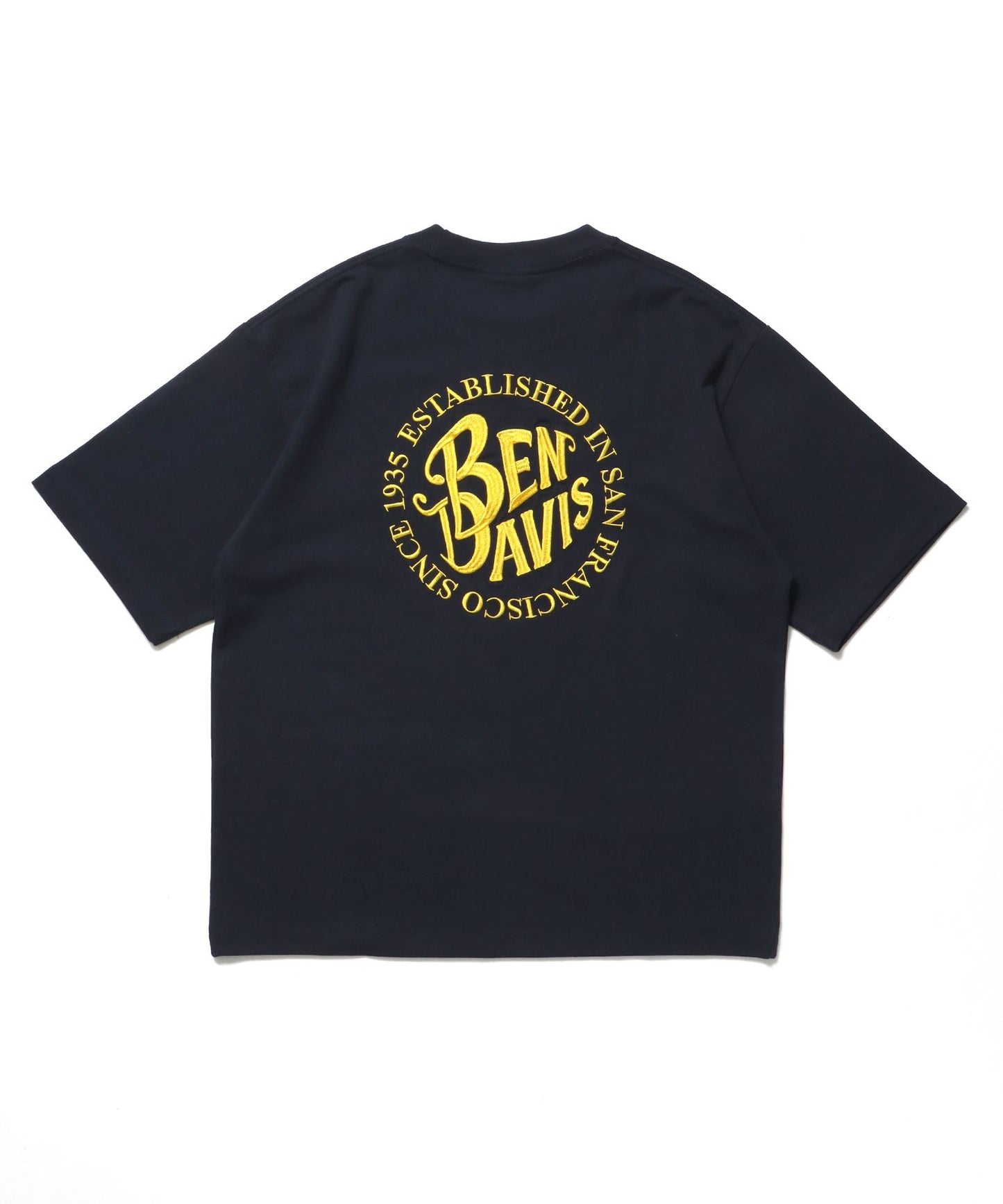 【BEN DAVIS（ベンデイビス）】CIRCLE EMB CROPPED TEE NV / Tシャツ 短丈 クルーネック 半袖 ネイビー