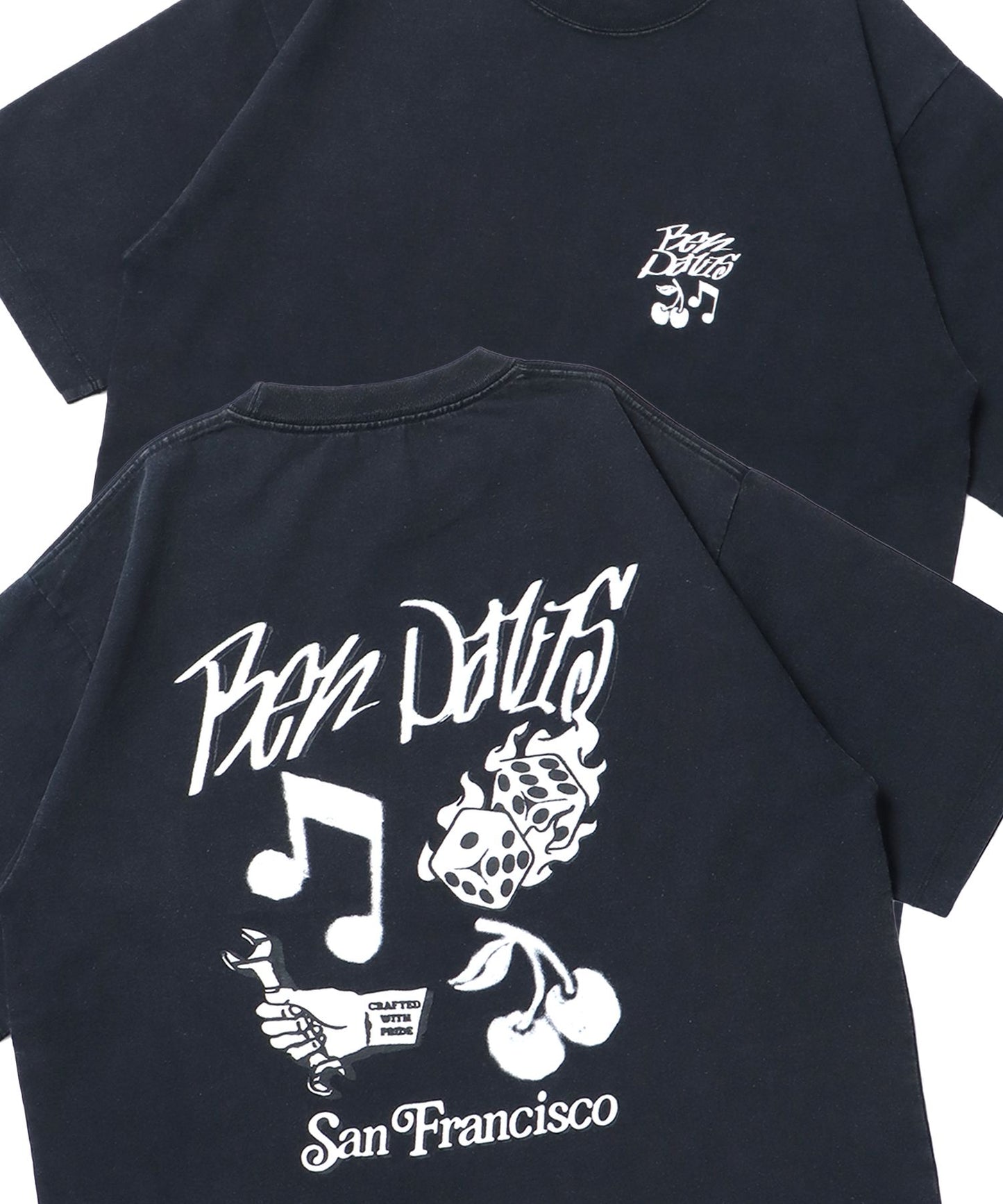 【BEN DAVIS（ベンデイビス）】BLURRED VNTG TEE / Tシャツ 半袖 クルーネック オーバーサイズ 刺繍 ブラック