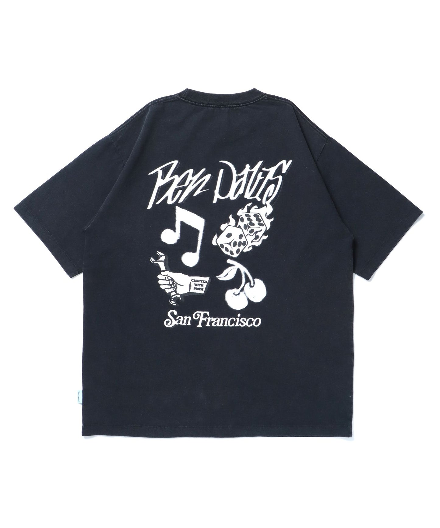 【BEN DAVIS（ベンデイビス）】BLURRED VNTG TEE / Tシャツ 半袖 クルーネック オーバーサイズ 刺繍 ブラック