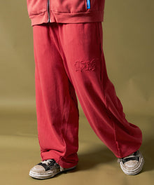 WASHED CURVE SWEAT PANTS / カーブ スウェットパンツ 加工 裏起毛 【セットアップ】 レッド
