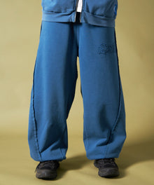 WASHED CURVE SWEAT PANTS / カーブ スウェットパンツ 加工 裏起毛 【セットアップ】 ブルー