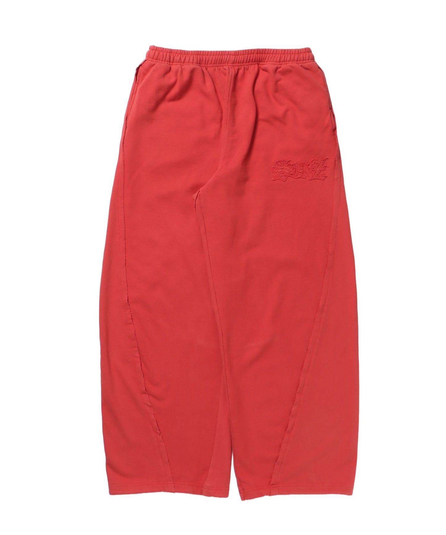 【SEQUENZ（シークエンズ）】WASHED CURVE SWEAT PANTS / カーブ スウェットパンツ 加工 裏起毛 【セットアップ】 レッド