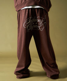 SQNZ GLITTER SWEAT PANTS / ラインストーン スウェットパンツ ドローコード 裏起毛 【セットアップ】 モカ