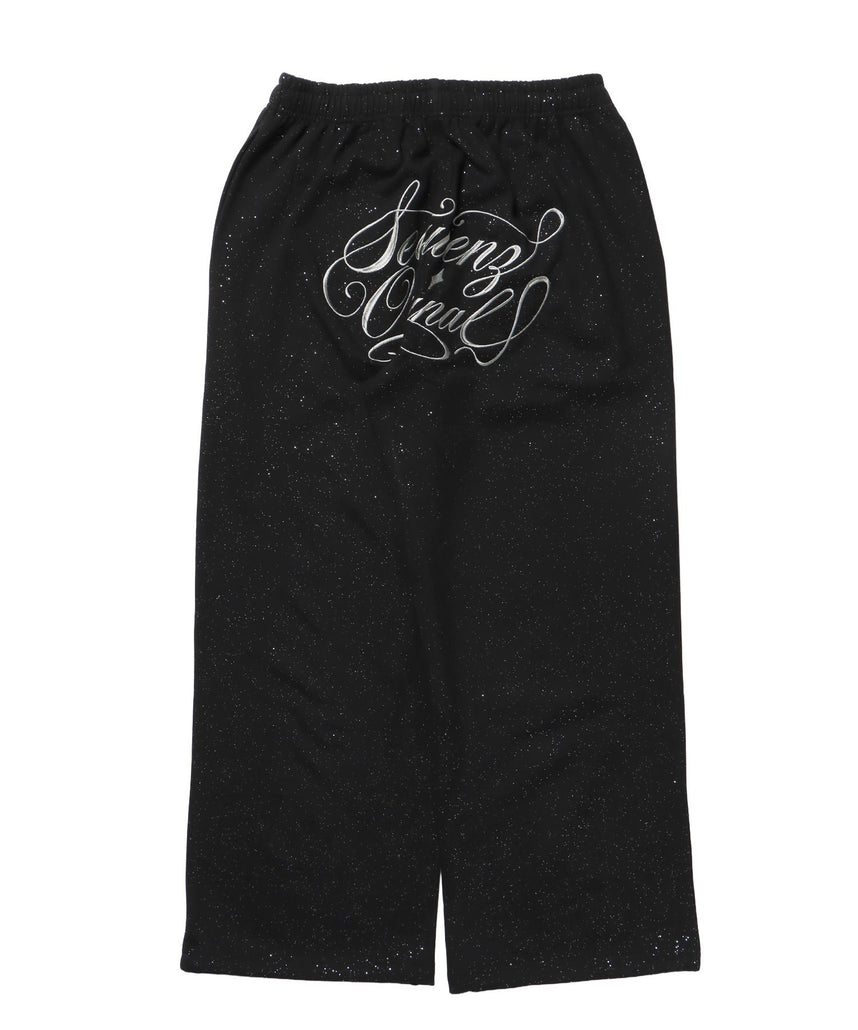 【SEQUENZ（シークエンズ）】SQNZ GLITTER SWEAT PANTS / ラインストーン スウェットパンツ ドローコード 裏起毛 【セットアップ】 ブラック