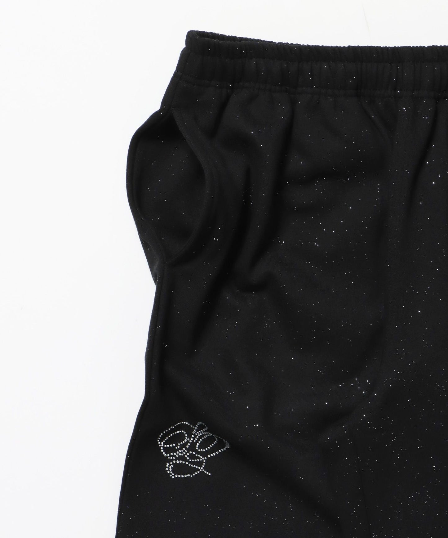 SQNZ GLITTER SWEAT PANTS / ラインストーン スウェットパンツ ドローコード 裏起毛 【セットアップ】 ブラック