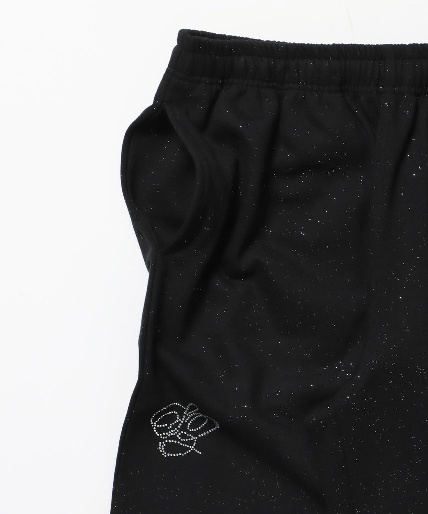 SQNZ GLITTER SWEAT PANTS / ラインストーン スウェットパンツ ドローコード 裏起毛 【セットアップ】 ブラック
