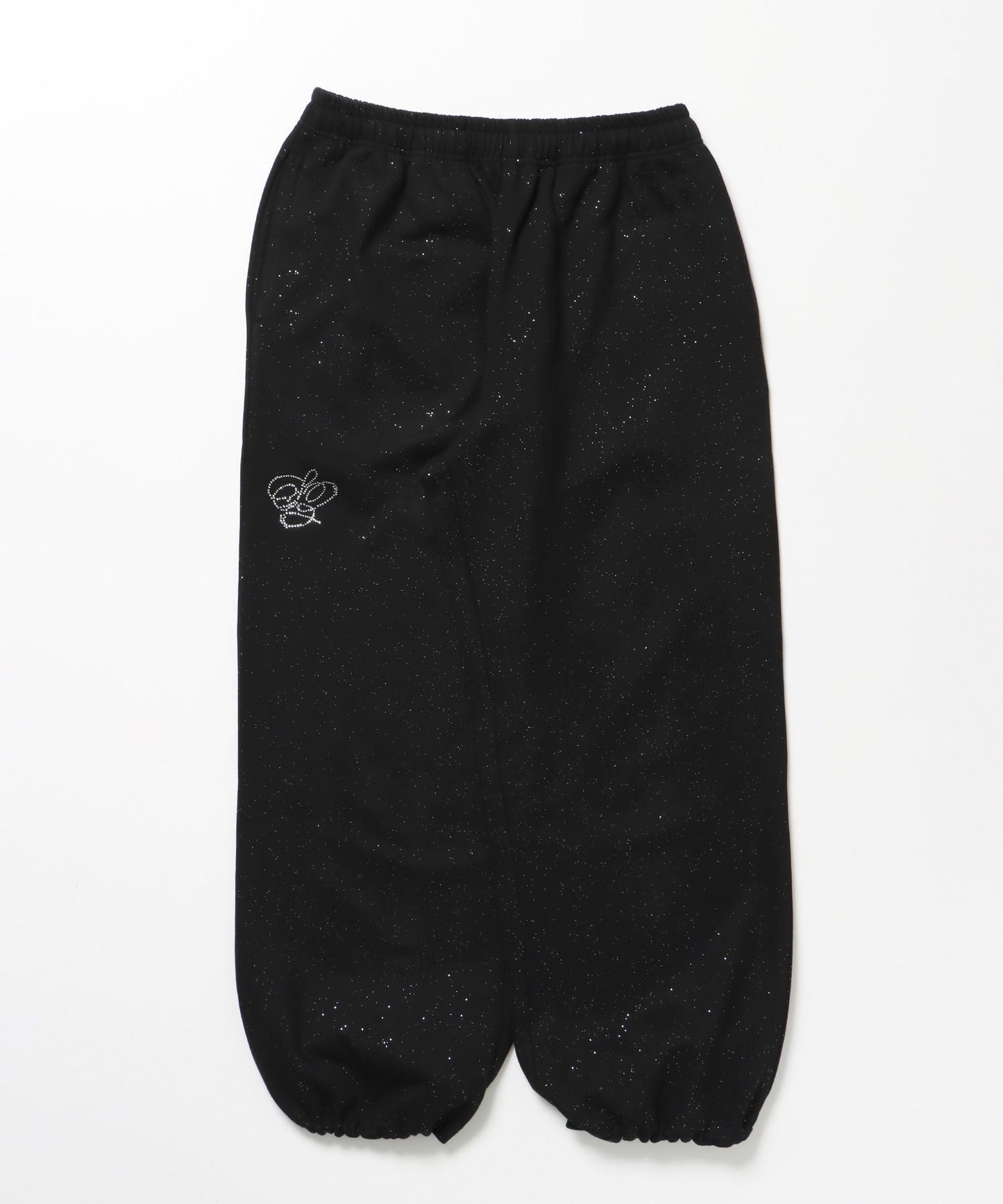 【SEQUENZ（シークエンズ）】SQNZ GLITTER SWEAT PANTS / ラインストーン スウェットパンツ ドローコード 裏起毛 【セットアップ】 ブラック