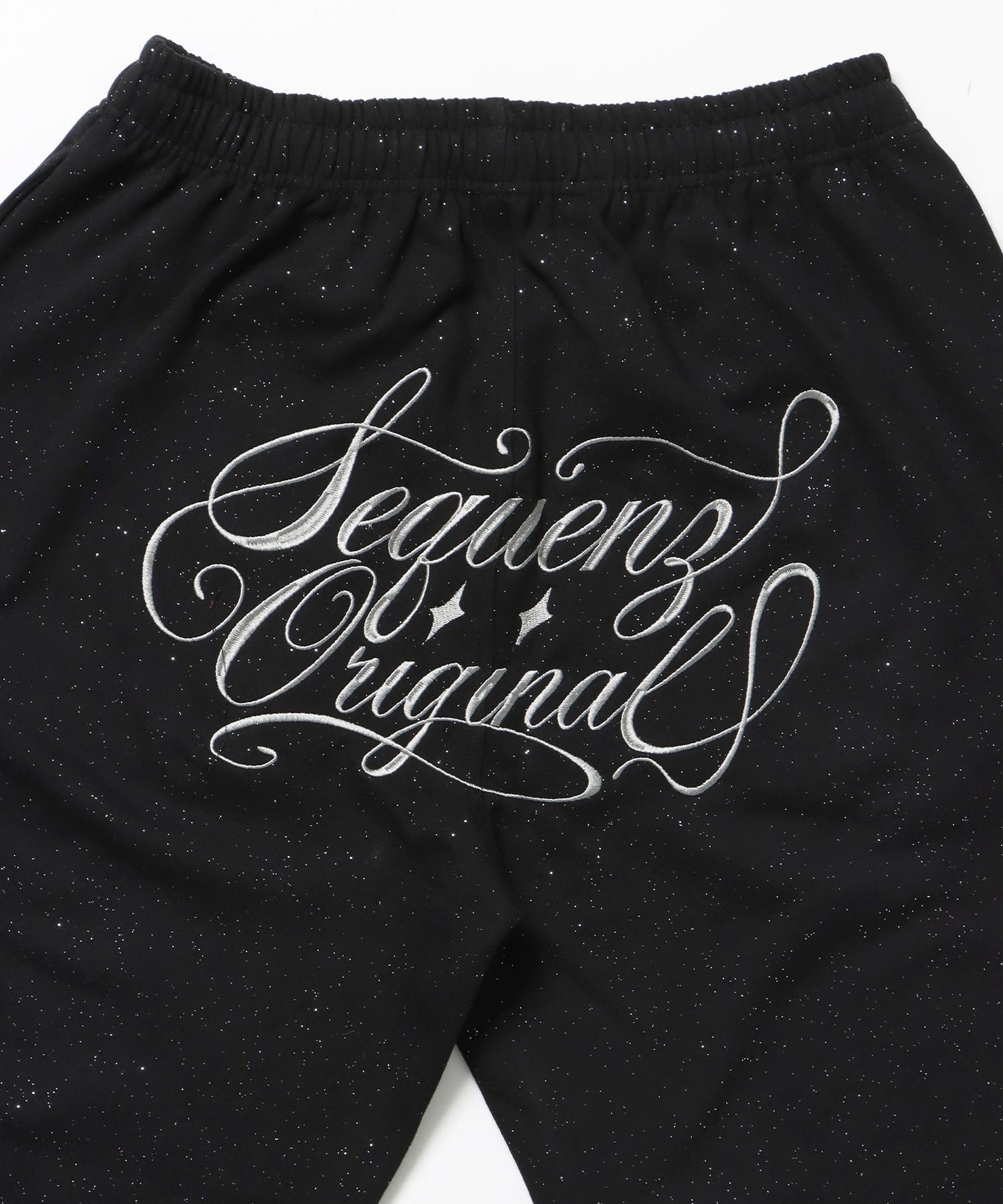 SQNZ GLITTER SWEAT PANTS / ラインストーン スウェットパンツ ドローコード 裏起毛 【セットアップ】 ブラック