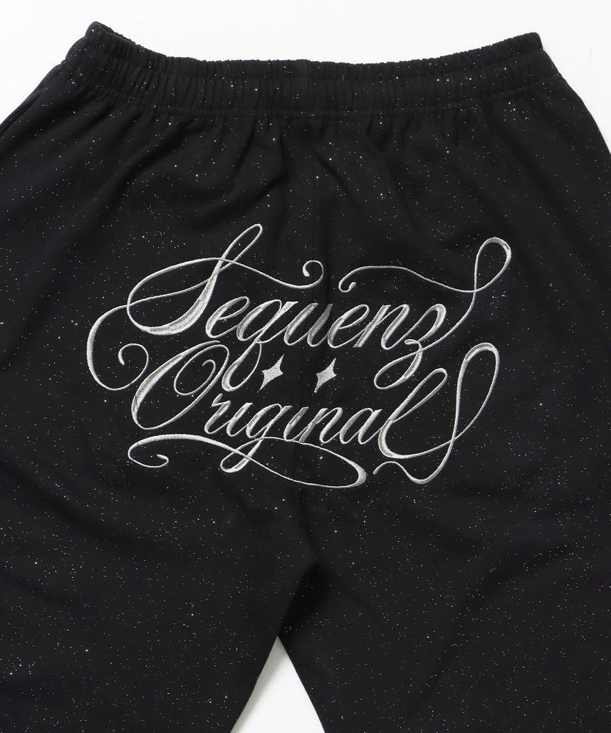 SQNZ GLITTER SWEAT PANTS / ラインストーン スウェットパンツ ドローコード 裏起毛 【セットアップ】 ブラック