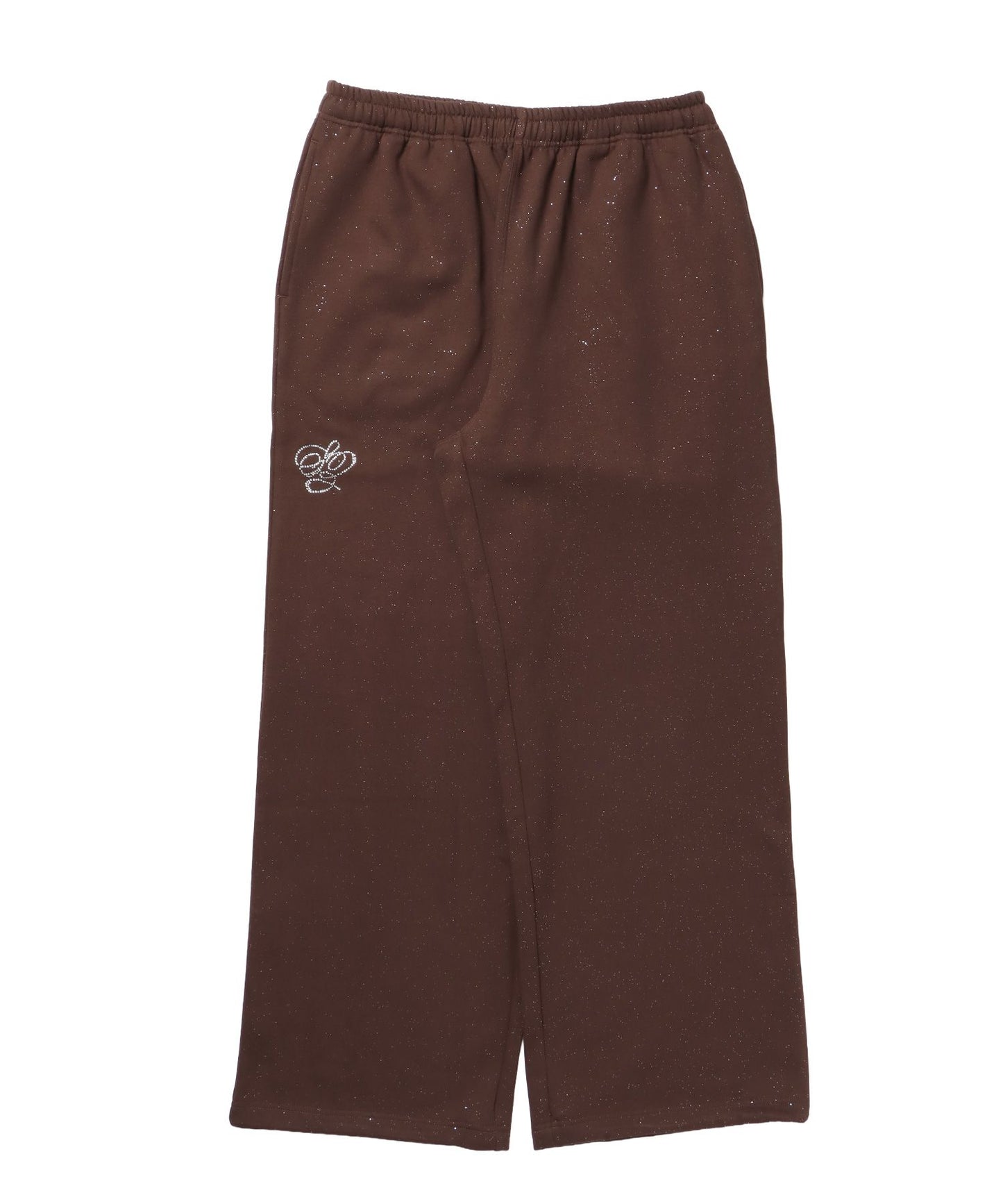 【SEQUENZ（シークエンズ）】SQNZ GLITTER SWEAT PANTS / ラインストーン スウェットパンツ ドローコード 裏起毛 【セットアップ】 モカ