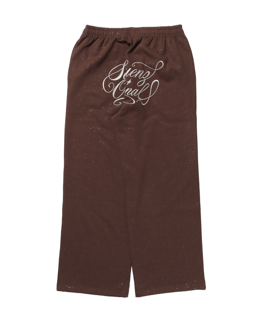 【SEQUENZ（シークエンズ）】SQNZ GLITTER SWEAT PANTS / ラインストーン スウェットパンツ ドローコード 裏起毛 【セットアップ】 モカ
