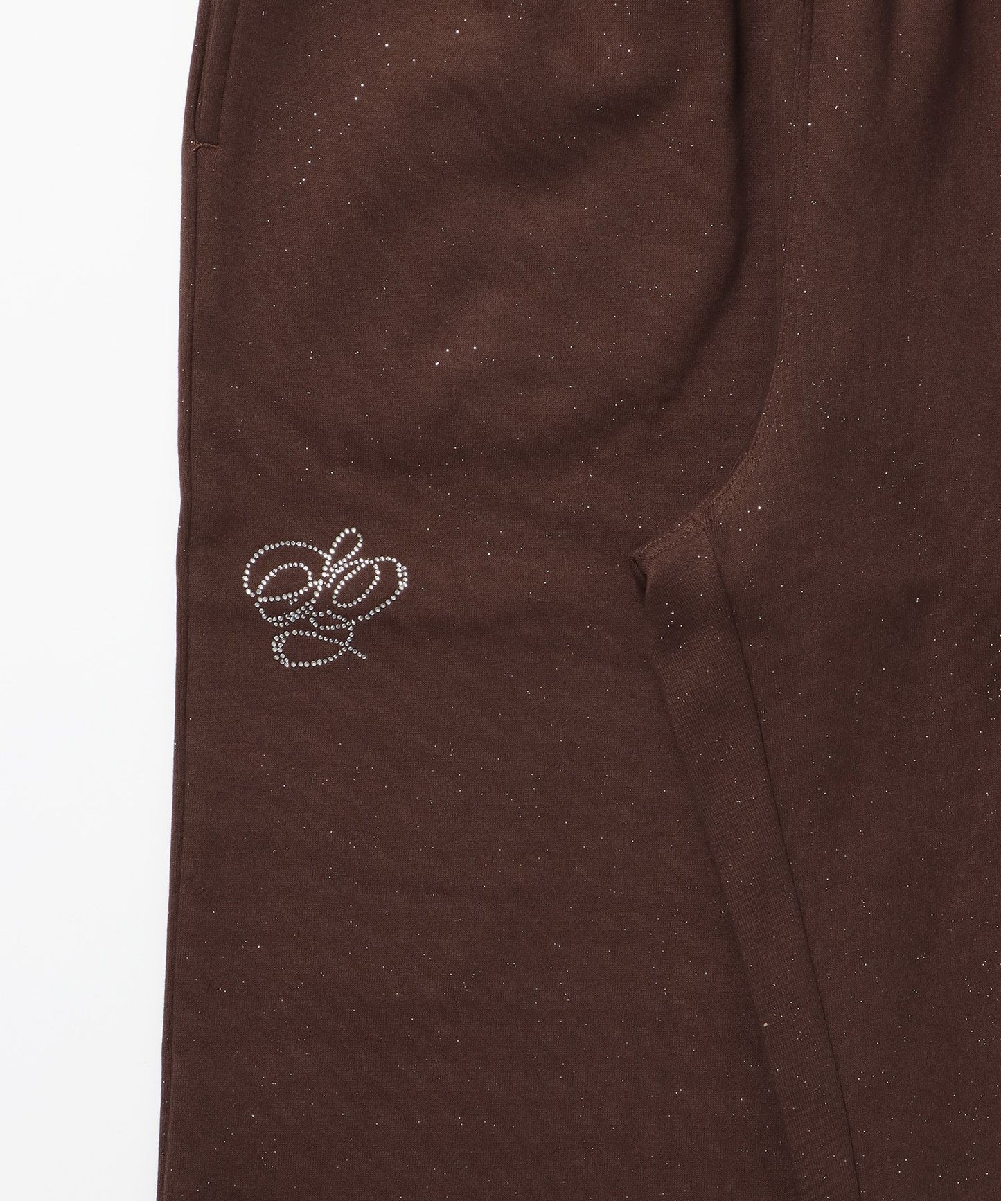 SQNZ GLITTER SWEAT PANTS / ラインストーン スウェットパンツ ドローコード 裏起毛 【セットアップ】 モカ