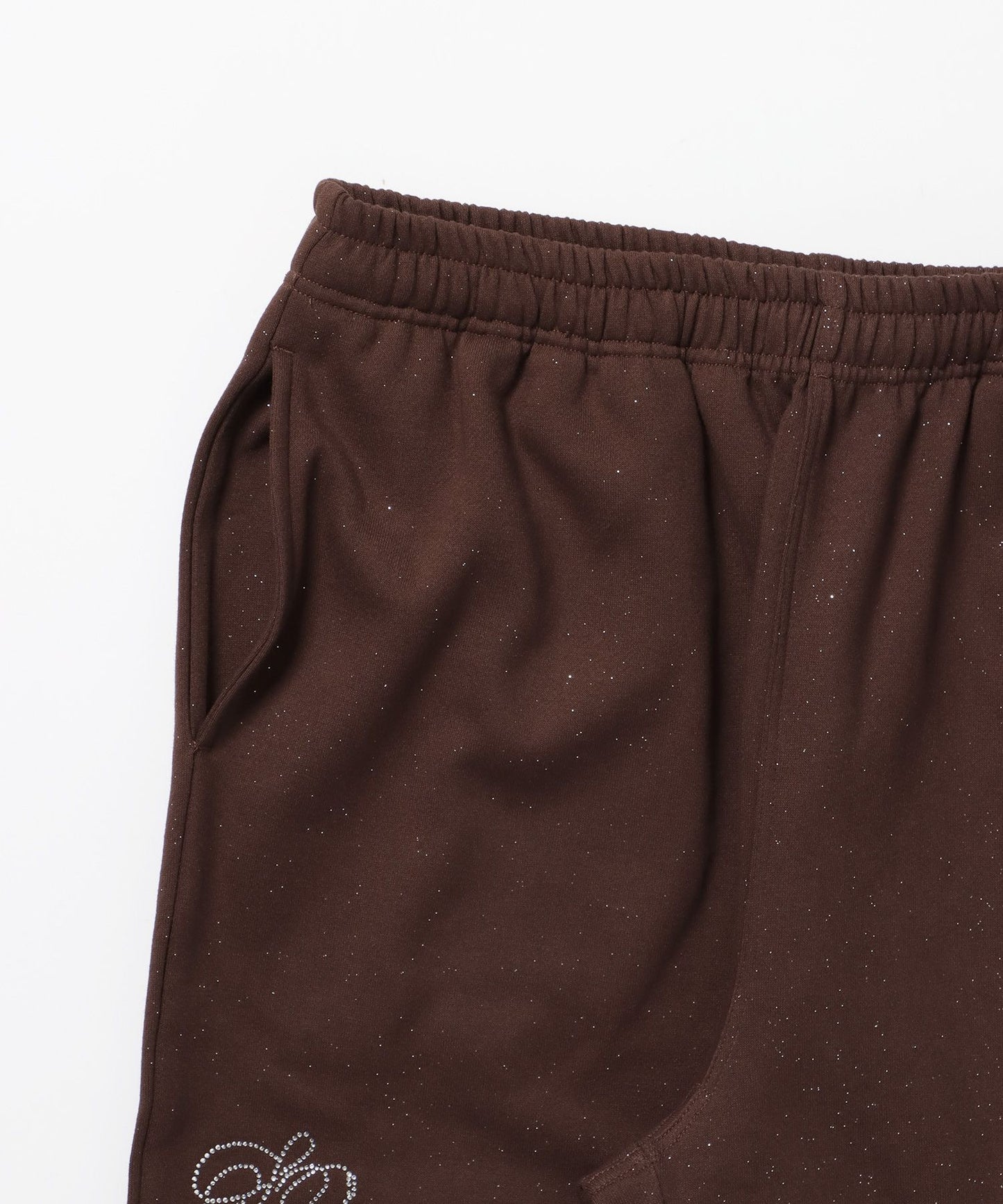 SQNZ GLITTER SWEAT PANTS / ラインストーン スウェットパンツ ドローコード 裏起毛 【セットアップ】 モカ