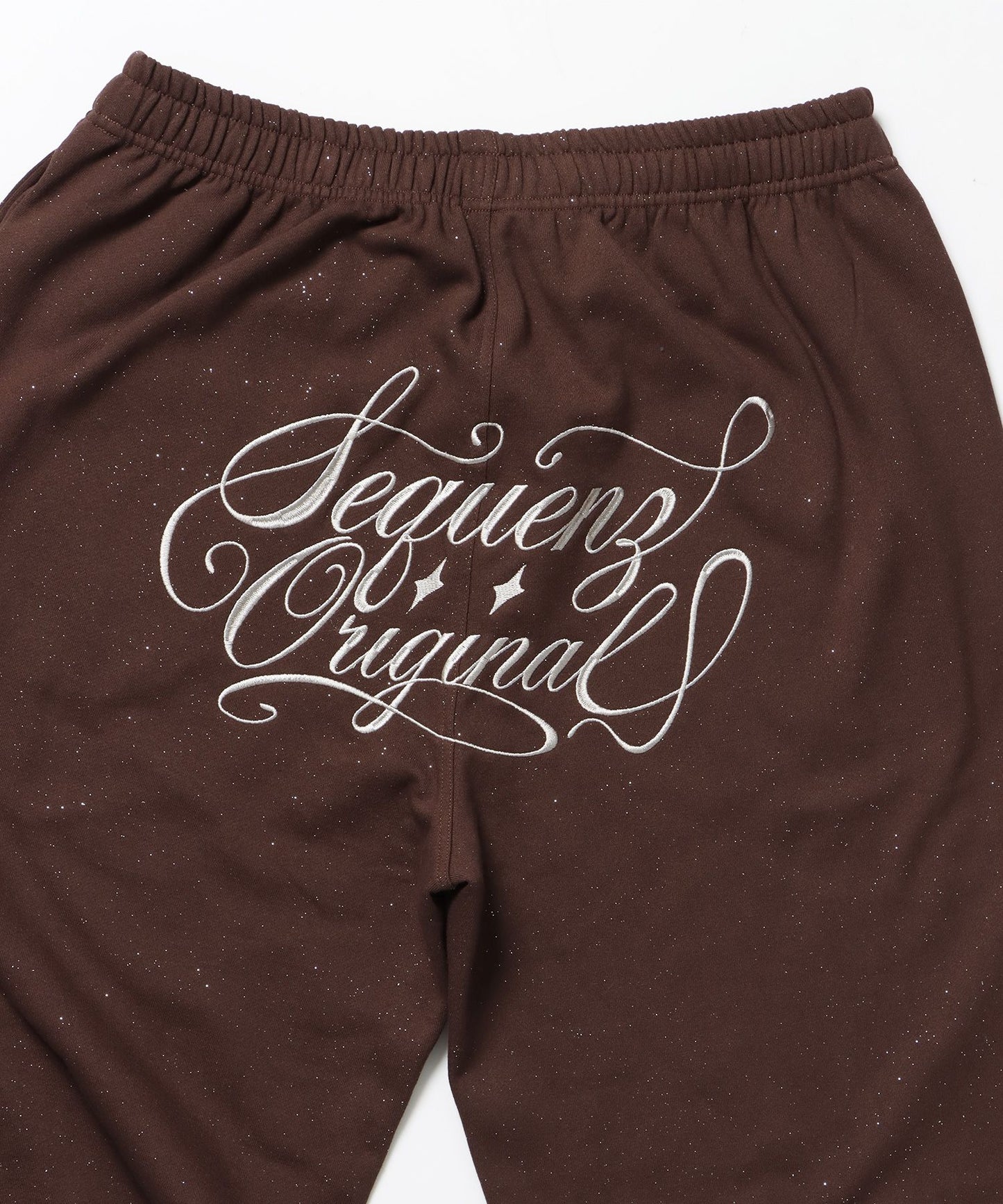 SQNZ GLITTER SWEAT PANTS / ラインストーン スウェットパンツ ドローコード 裏起毛 【セットアップ】 モカ