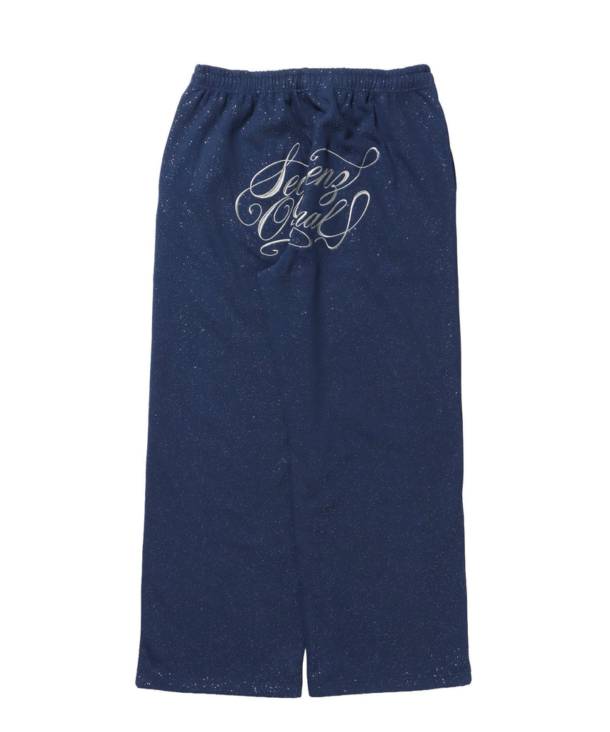 【SEQUENZ（シークエンズ）】SQNZ GLITTER SWEAT PANTS / ラインストーン スウェットパンツ ドローコード 裏起毛 【セットアップ】 ダークネイビー