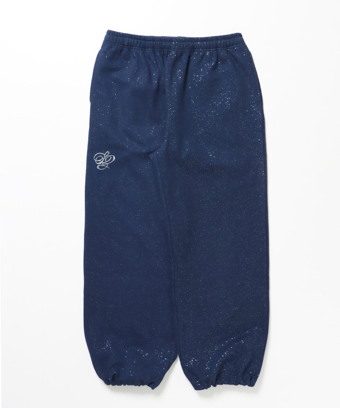 【SEQUENZ（シークエンズ）】SQNZ GLITTER SWEAT PANTS / ラインストーン スウェットパンツ ドローコード 裏起毛 【セットアップ】 ダークネイビー