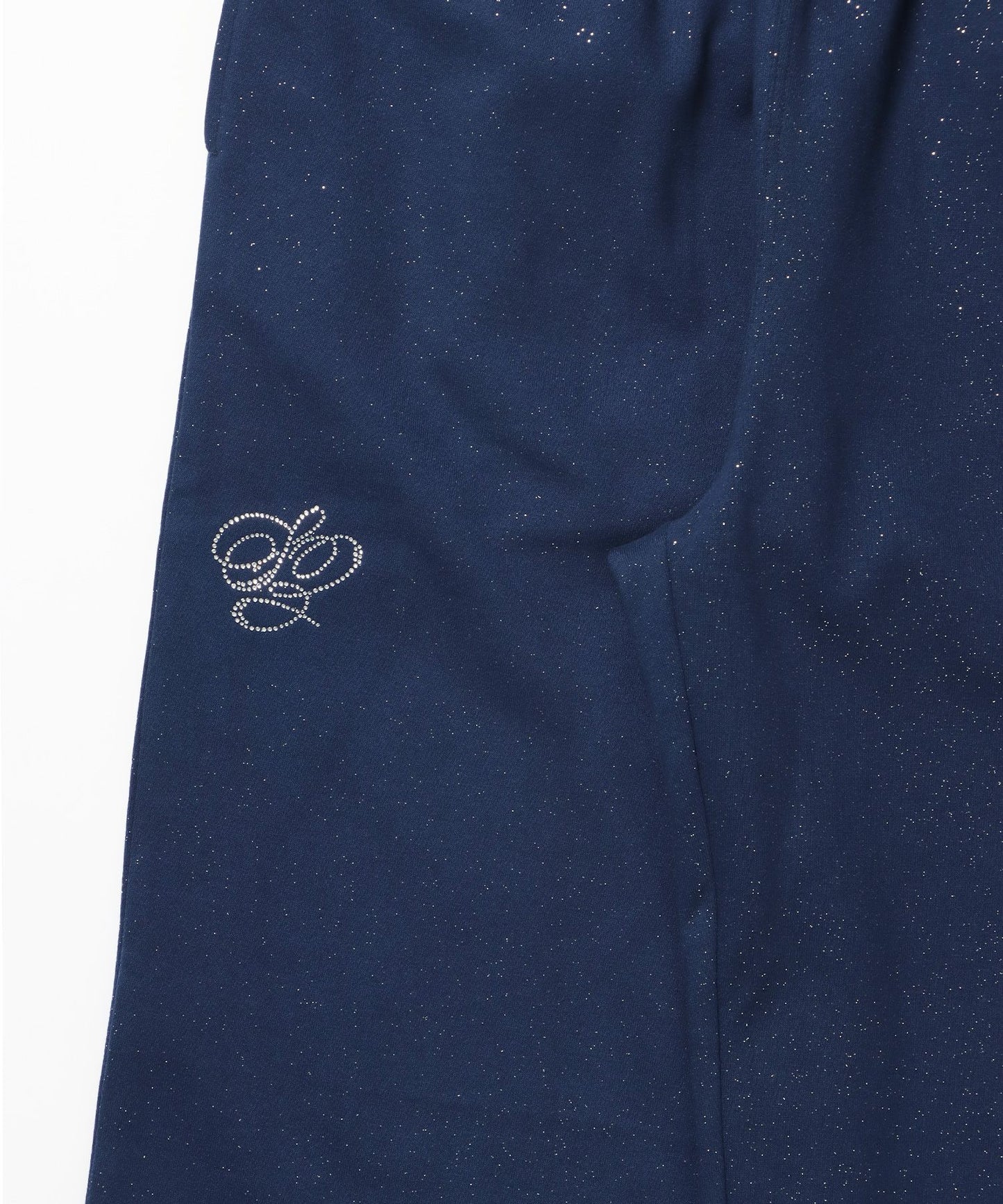 SQNZ GLITTER SWEAT PANTS / ラインストーン スウェットパンツ ドローコード 裏起毛 【セットアップ】 ダークネイビー