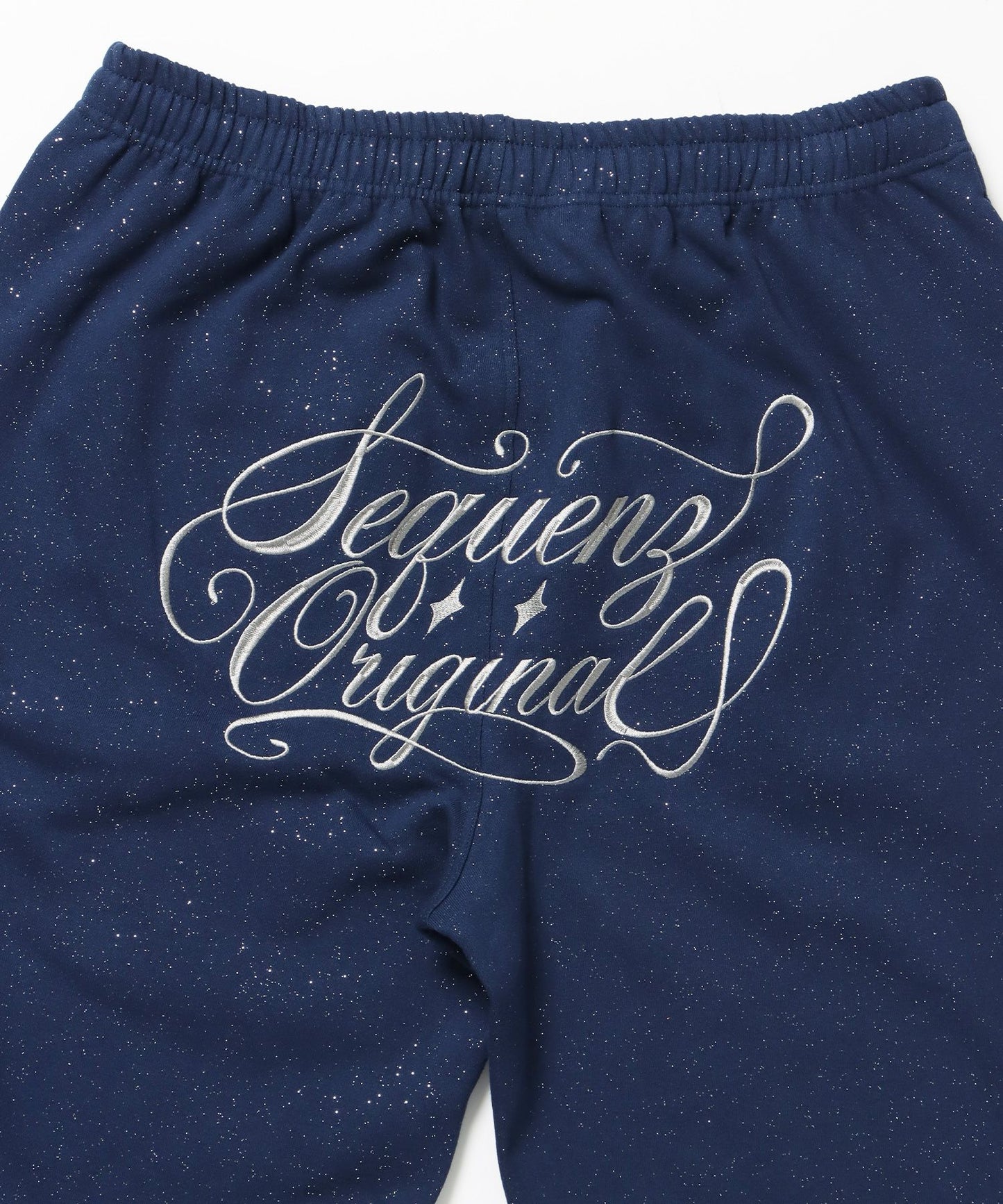 SQNZ GLITTER SWEAT PANTS / ラインストーン スウェットパンツ ドローコード 裏起毛 【セットアップ】 ダークネイビー