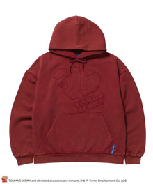 TJ APPLIQUE WASHED PK / トムとジェリー パーカー 加工 ワッペン 裏起毛 フーディ バーガンディー