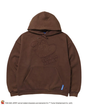 TJ APPLIQUE WASHED PK / トムとジェリー パーカー 加工 ワッペン 裏起毛 フーディ ブラウン