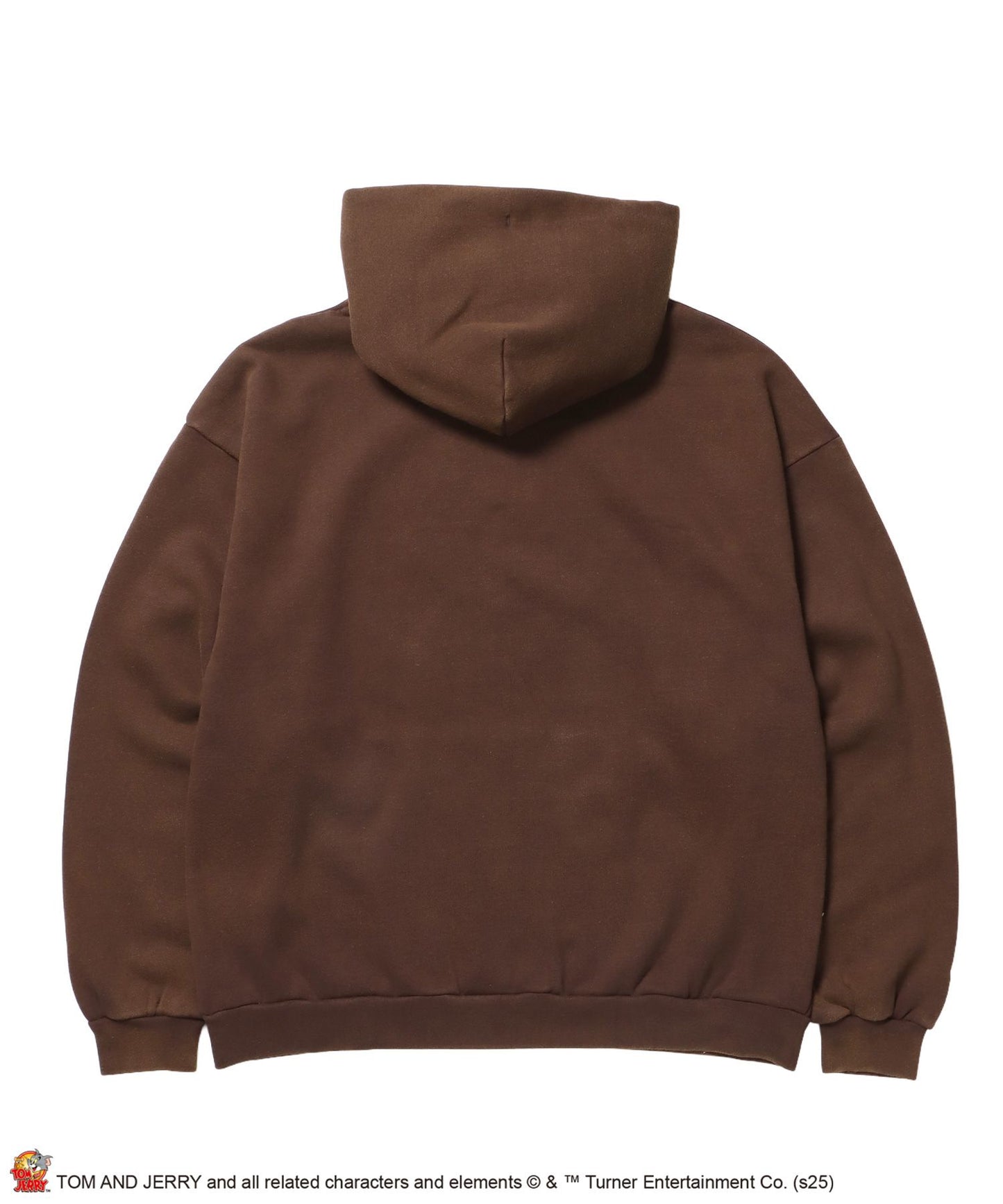 TJ APPLIQUE WASHED PK / トムとジェリー パーカー 加工 ワッペン 裏起毛 フーディ ブラウン