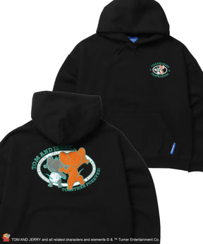 TJ JERRY AND TUFFY EMB. PK / トムとジェリー パーカー 刺繍 裏起毛 プリント ブラック