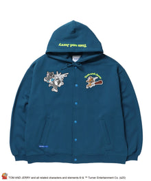 TJ RAMUNE SHOT SNAP HOODIE / トムとジェリー スナップフーディ パーカー 刺繍 裏起毛 グリーン