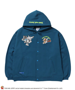 TJ RAMUNE SHOT SNAP HOODIE / トムとジェリー スナップフーディ パーカー 刺繍 裏起毛 グリーン