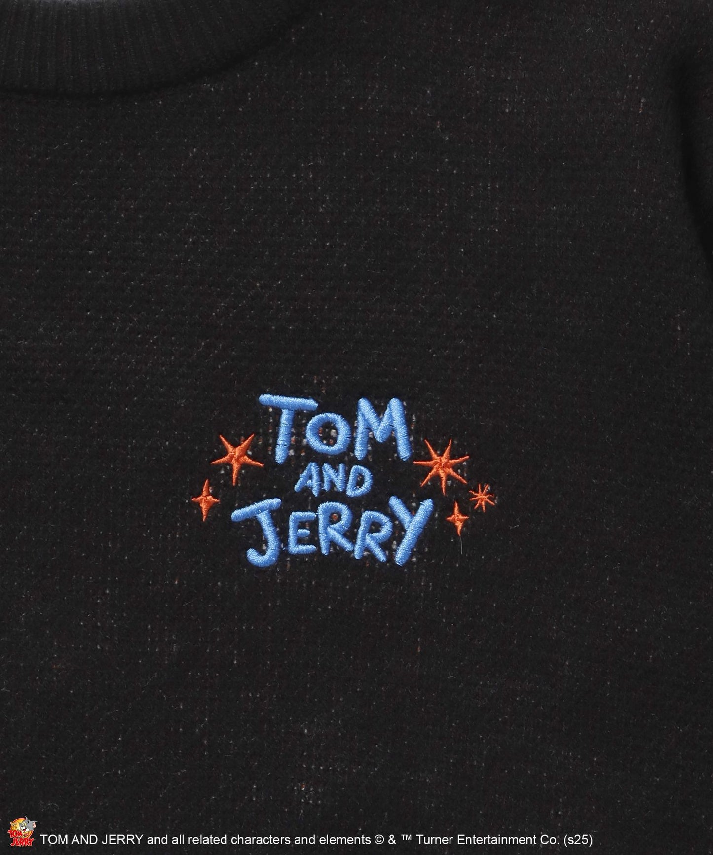 TJ TROUBLE MAKER KNIT / トムとジェリー ニット 刺繍 ジャカード クルーネック リバーシブル ブラック