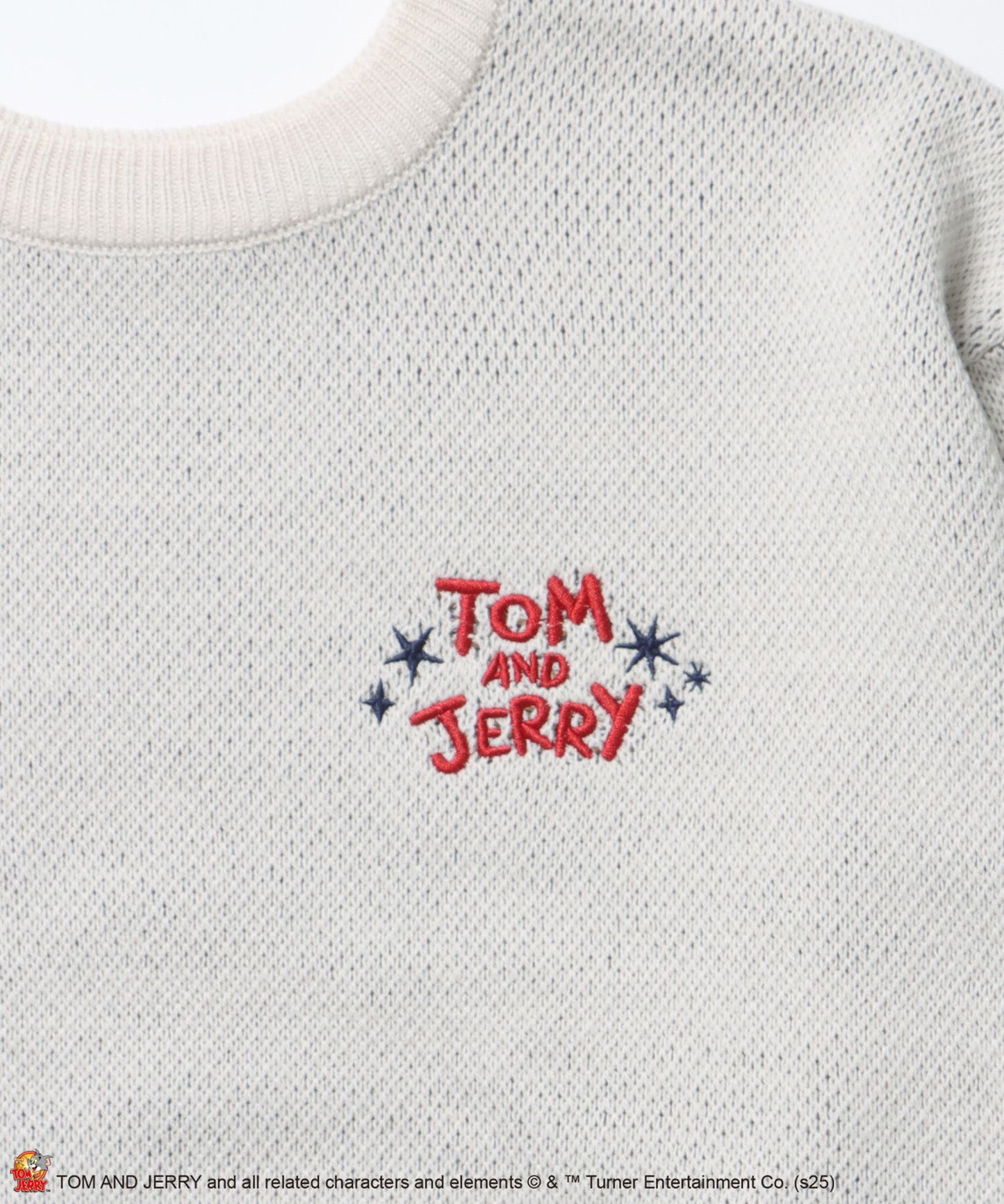 TJ TROUBLE MAKER KNIT / トムとジェリー ニット 刺繍 ジャカード クルーネック リバーシブル アイボリー