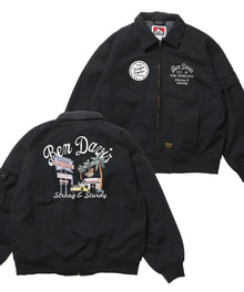COTTON DUCK SOUVENIR JACKET / ジャケット ダック ジップ ワッペン 刺繍 ブラック
