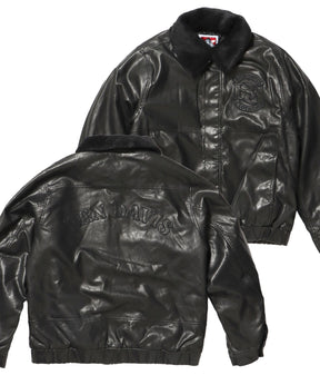 REMOVAL BOA COLLAR FAUX LEATHER JACKET / フェイクレザー ジャケット ボア ジップ キルティング ワッペン 柄80