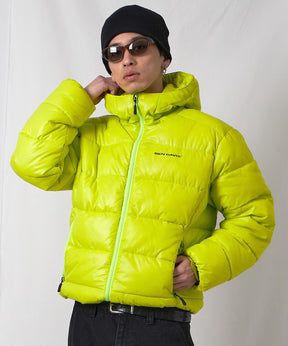 BD HOODED PUFFER JACKET / オーバーサイズ フーディ ジャケット 中綿 ダウン パファー ドローコード イエロー